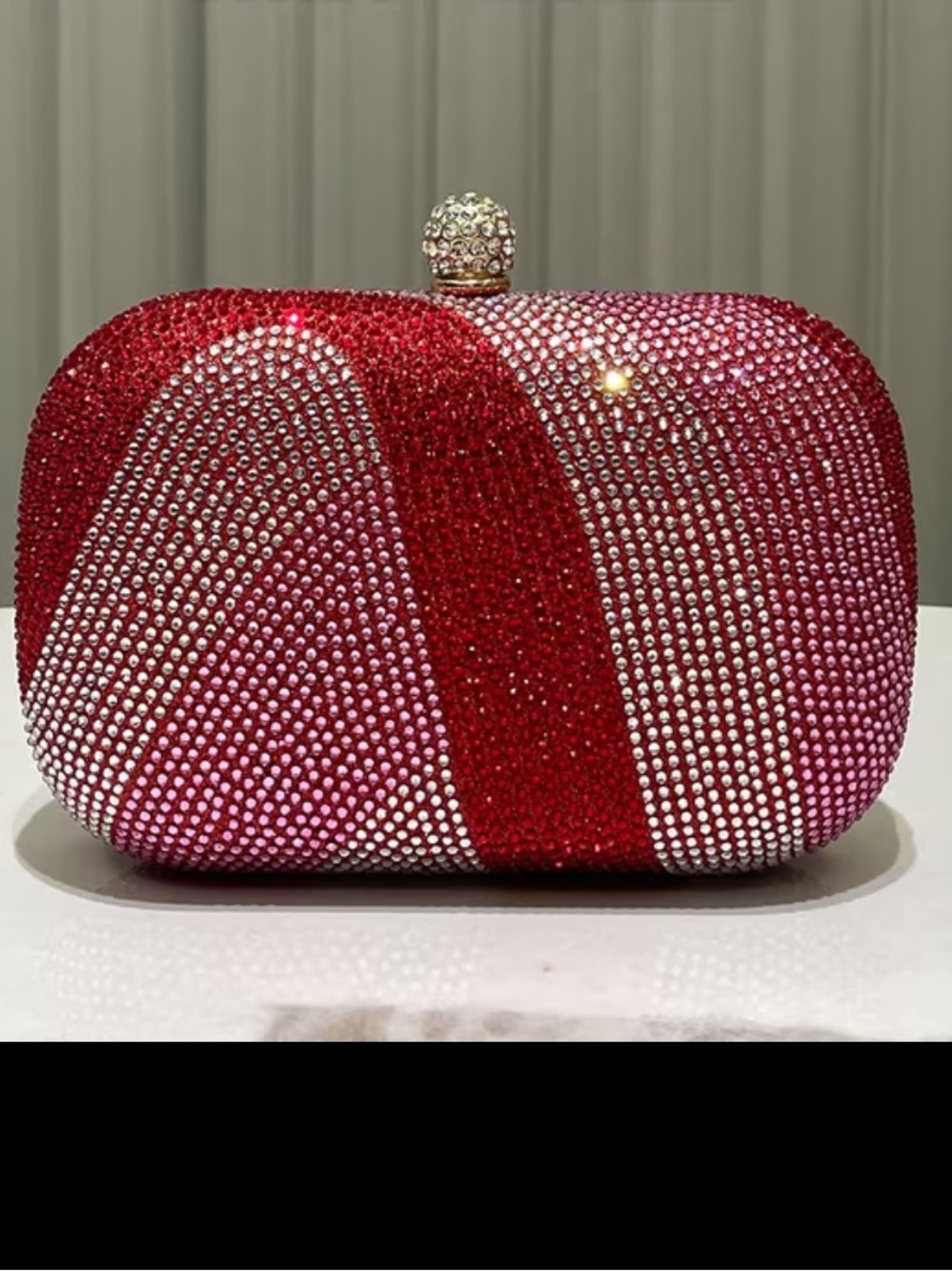 New Red Crystal Dome Evening Clutch